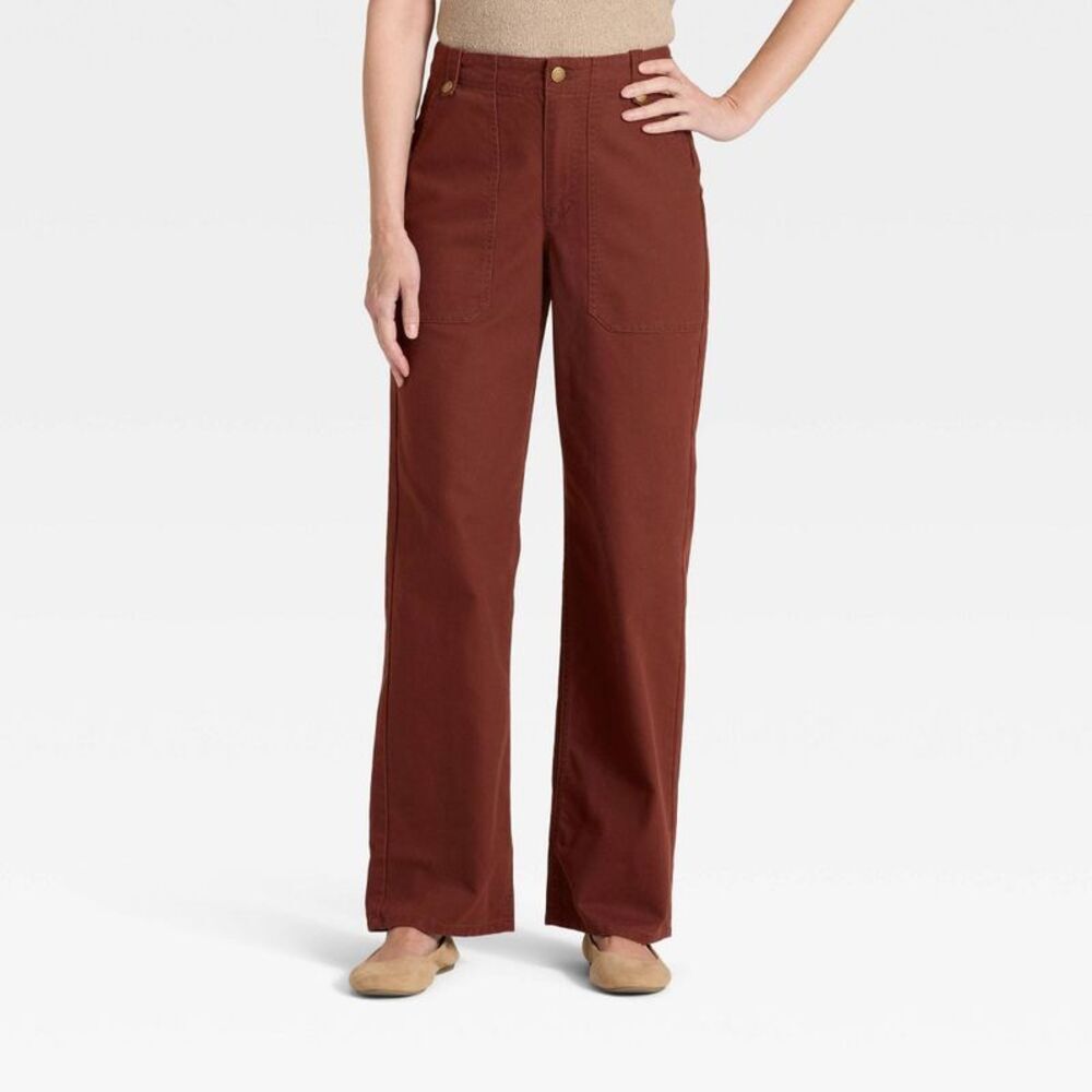Women's Mid-Rise Straight Leg Cargo Pants - Universal Thread Brown 16